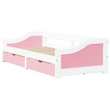 Cumpara ieftin Pat de zi cu 2 sertare fara saltea &bdquo;IRUN&rdquo; alb si roz 90x200 cm