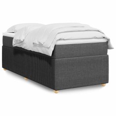 vidaXL Pat box spring cu saltea, gri &icirc;nchis, 80x200 cm, textil 3285526