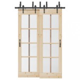 VidaXL Set feronerie pentru uși glisante, negru, 152,5 cm, oțel