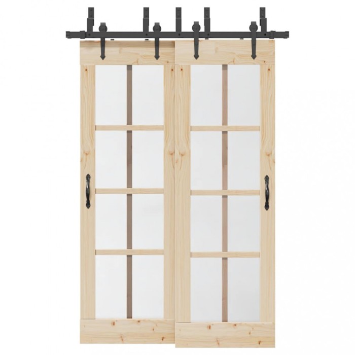 vidaXL Set feronerie pentru uși glisante, negru, 152,5 cm, oțel 3295725