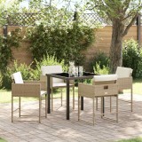 VidaXL Set de masă pentru grădină cu pernă 5 pcs Bej Rattan poli