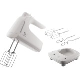 Mixer de mana Electrolux Seria 300 EHM4W, 500 W, 5 trepte viteza + Turbo, 2 carlige, 2 teluri, Alb