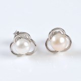 Cercei din argint flori cu perle