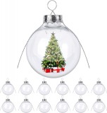 Set de 12 globuri Blazor, plastic, transparent/argintiu, 6 cm