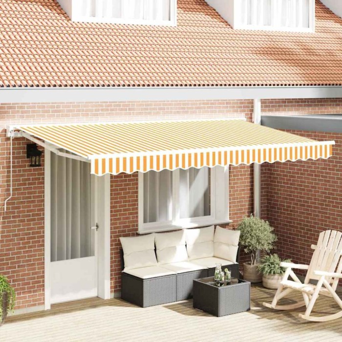 Material pentru Marchiză pentru Cadru de 4x2 m Galben și Alb