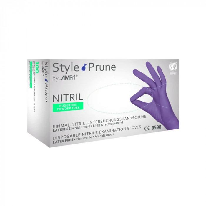 Manusi Nitril fara Pudra AMPri Style Prune, Mov, M, 100 buc