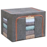 Cutie de depozitare pliabila, Cu fermoar, 100 L, Textil, 60x42x40 cm, Cadru Metalic, Suport Baza Stabil din Plastic, Gri