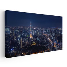 Tablou vedere panoramica cu Turnul Tokyo si orasul Tablou canvas pe panza CU RAMA 60x120 cm
