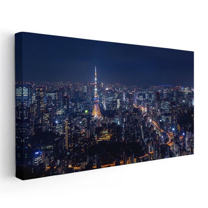 Tablou vedere panoramica cu Turnul Tokyo si orasul Tablou canvas pe panza CU RAMA 60x120 cm
