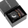 Set Cadou Barbati Moonwalk: Ceas Keller &amp; Weber, 2 Bratari Elegante - Negru/Maro, Otel Inoxidabil, Piele Ecologica