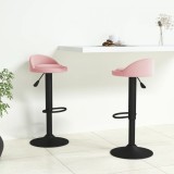 Scaune Bar VidaXL Roz Catifea, Set 2 Bucati, Inaltime Reglabila, Rotative 360&deg;, Suport Picioare, Moderne