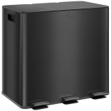 HOMCOM Coș de Gunoi cu 3 x 15L compartimente, capac de deodorant, protecție &icirc;mpotriva amprentelor, &icirc;nchidere moale, detașabil, negru | Aosom Romania