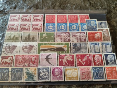 Lot timbre Suedia, anii 1930-60, stamp. si nestrampilate, tematice, pret pe lot foto