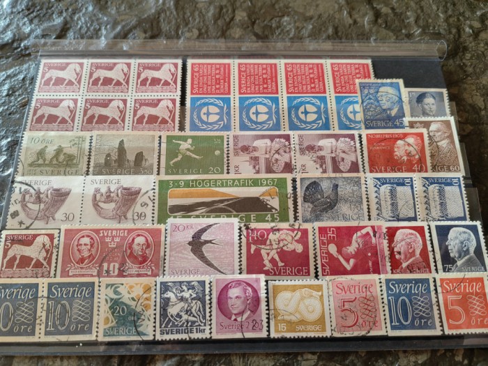 Lot timbre Suedia, anii 1930-60, stamp. si nestrampilate, tematice, pret pe lot