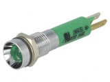 Lampă de control LED verde 24VDC 8mm IP67 metal