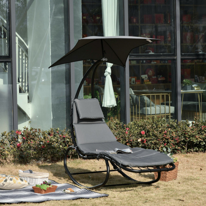 Outsunny Balansoar relax Sezlong pentru Exterior, captusit Gri