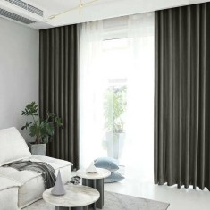 Draperie din catifea blackout cu rejansa transparenta cu ate pentru galerie, Madison, 150x210 cm, densitate 700 g/ml, Merlin, 1 buc