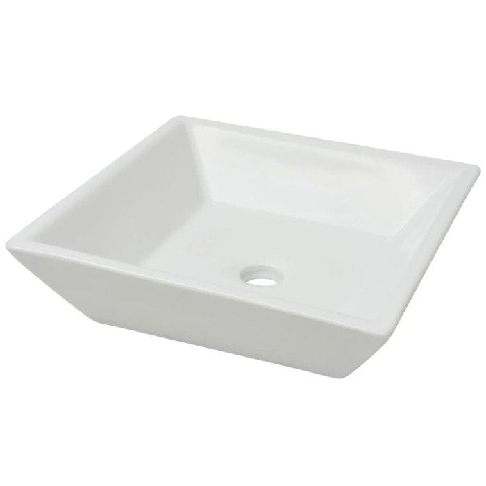 Chiuveta ceramica patrata, alb, 41,5 x 41,5 x 12 cm