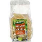 Ghimbir confiat ecologic Dennree, 100% vegan, fara conservanti si arome artificiale, dulce-picant, 100g