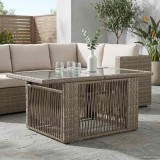 vidaXL Masă de Grădină Gri 100 x 55 x 37 cm Ratan PE și sticlă 42035137