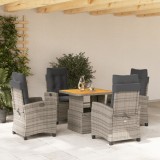 Cumpara ieftin Set mobilier de grădină cu perne, 5 piese, gri, poliratan