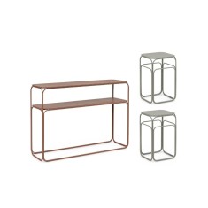 Set consola, 2 masute cafea otel maro verde salvie Clarity 30x30x50h; 30x30x50h; 105x32x77h