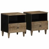 VidaXL Noptiere 2 buc Gri deschis 40x33x46 cm Lemn masiv de mango