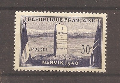 Franta 1952 - A 12-a aniversare a bătăliei de la Narvik, MNH foto