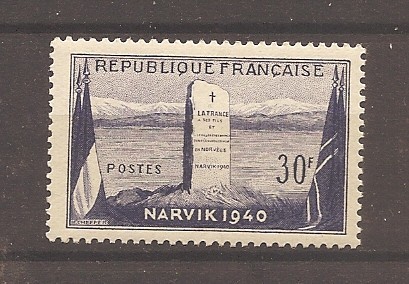 Franta 1952 - A 12-a aniversare a bătăliei de la Narvik, MNH