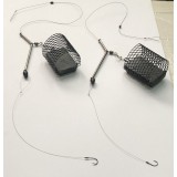 Set 2 monturi feeder de Dunare,morunas,caras,platica,mreana,antitangle metalic,carlige Gamakatsu,90-100gr