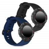 Set 2 Curele pentru Xiaomi Amazfit T-Rex, Kwmobile, Silicon, Albastru/Negru, 53398.01