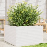 vidaXL Jardinieră de grădină, alb, 80x80x45,5 cm, lemn masiv de pin