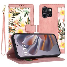Husa flipcraft pentru motorola edge 50 neo / motorola thinkphone 25 - protectie 360, design floral, sweetheart pink