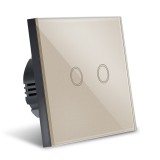 Cumpara ieftin Intrerupator Smart Touch Techstar&reg;, Wireless 2.4GHz, Sticla Securizata, Design Modern, Iluminare LED, 2 Faze, Gold