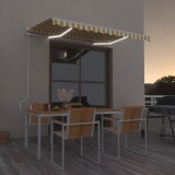 vidaXL Copertină automată cu senzor v&acirc;nt &amp; LED, galben/alb, 350x250 cm 3068893