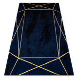 Exclusiv EMERALD covor 1022 glamour, stilat, geometric albastru inchis / aur, 200x290 cm