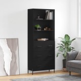 Dulap &icirc;nalt, negru, 69,5x34x180 cm, lemn compozit
