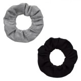 Set 2 Elastice Păr Dama Negru &amp; Gri Melanj - Accesorii Coafor Textile, Prindere Fermă, Design Elegant
