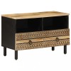 Dulap TV Gossi Negru 70x33.5x46 cm Lemn Masiv Mango Brut Industrial cu Sertare si Rafturi