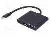 Cablu HDMI soclu, USB A soclu, USB C mufa, USB C Power Delivery, USB 3.1, lungime 0.2m, {{Culoare izola&amp;amp;#355;ie}}, QOLTEC - 50430 foto