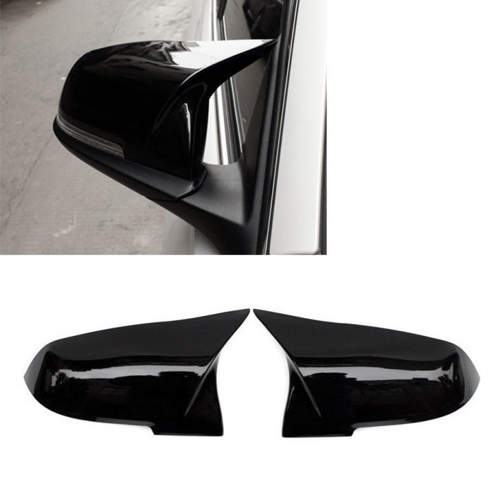 Set Carcase Capace Oglinzi Bmw Seria 2 F22, F87 2012&rarr; M Look Gloss Black 8029 Negru