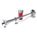 Claxon auto pneumatic tip fanfara cromat 12V AMiO, cu compresor, 1 ton, 150 DB, pentru autoturisme, autoutilitare, barci si alte vehicule 12V