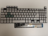 Tastatura Laptop Gaming, Asus, TUF F17 FX707V, FX707VI, FX707VJ, FX707VU, FX707VU4, FX707VV, iluminata, RGB, alba, transparent, layout US