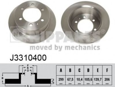 Disc frana SSANGYONG MUSSO (FJ) (1993 - 2016) NIPPARTS J3310400 foto