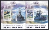 Djibouti 2016 - Al Doilea Război Mondial &ndash; A 75-a aniversare a atacului de la Pearl Harbor, 2 Colite DE LUX, MNH