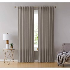Draperie din catifea cu rejansa transparenta cu ate pentru galerie, Madison, 150x230 cm, densitate 700 g/ml, Bej, 1 buc