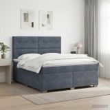 Cumpara ieftin Pat boxspring cu saltea Gri inchis 160 x 200 cm Catifea