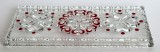 Platou dreptunghiular de cristal marca Walther Glas, colectia Sweetheart Rubin, model cu inimi, vintage anii 60, lungime 34 cm