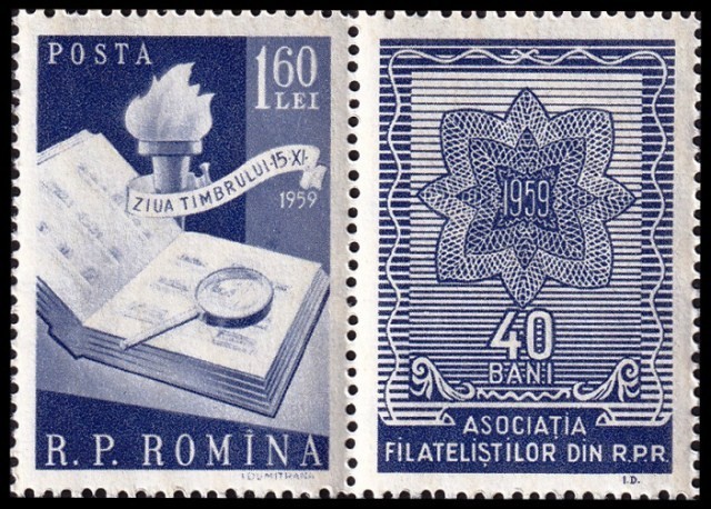Romania 1959 - Lp 484a - Ziua marcii postale - vinieta - serie - MNH ***