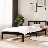 Cadru de pat single, negru, 90x190 cm, lemn masiv, vidaXL